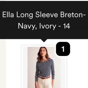 Boden Navy and White Breton Striped Long Sleeve Top